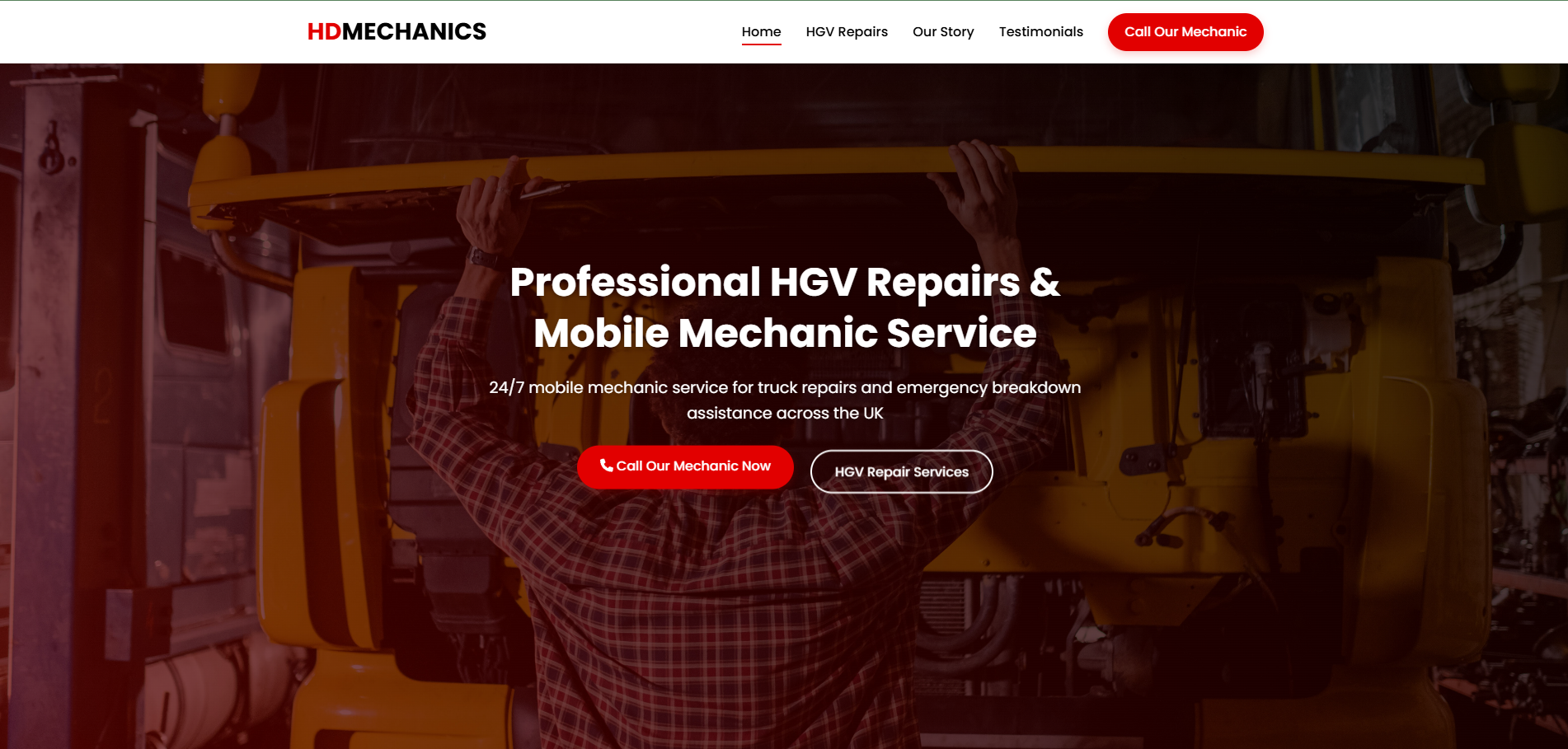 HD Mechanics - HGV Repairs and Mobile Mechanic Service website